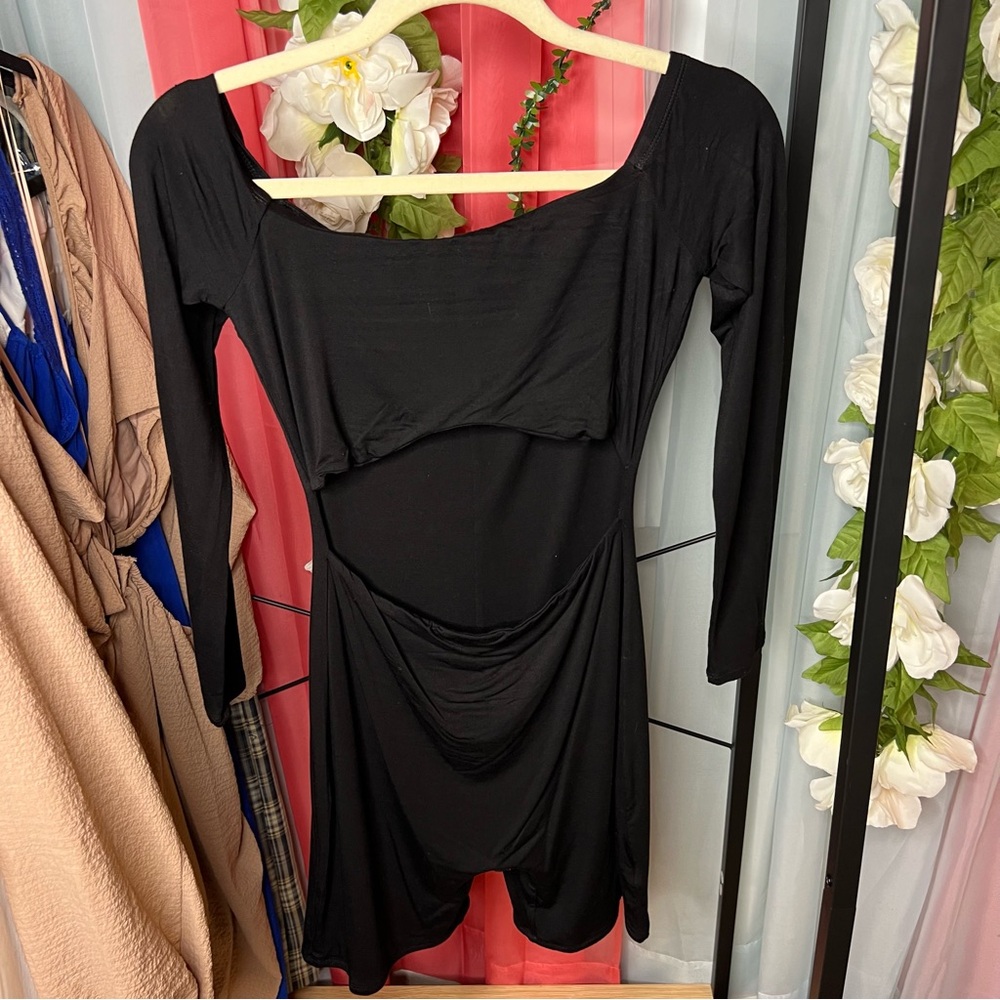 Naked Wardrobe Cutout Off The Shoulder Romper Long Sleeve